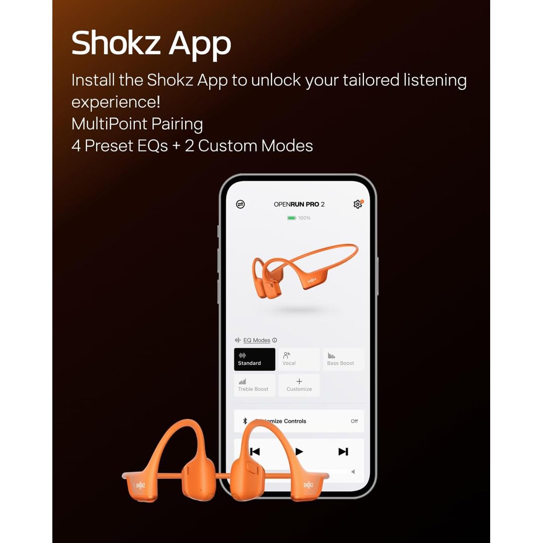 Shokz Fone de Condução Óssea OpenRun Pro 2 Mini Laranja : Amazon